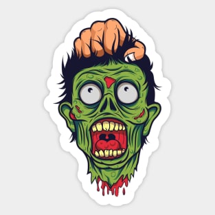 Zombie Head - Scary Halloween Cartoon Art Sticker